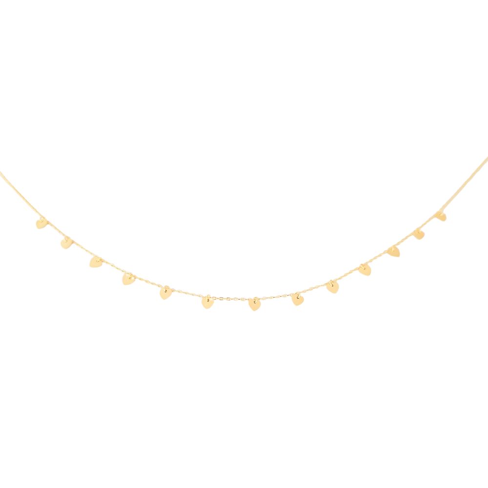 Collar Plaquitas Corazón Plata Baño Oro