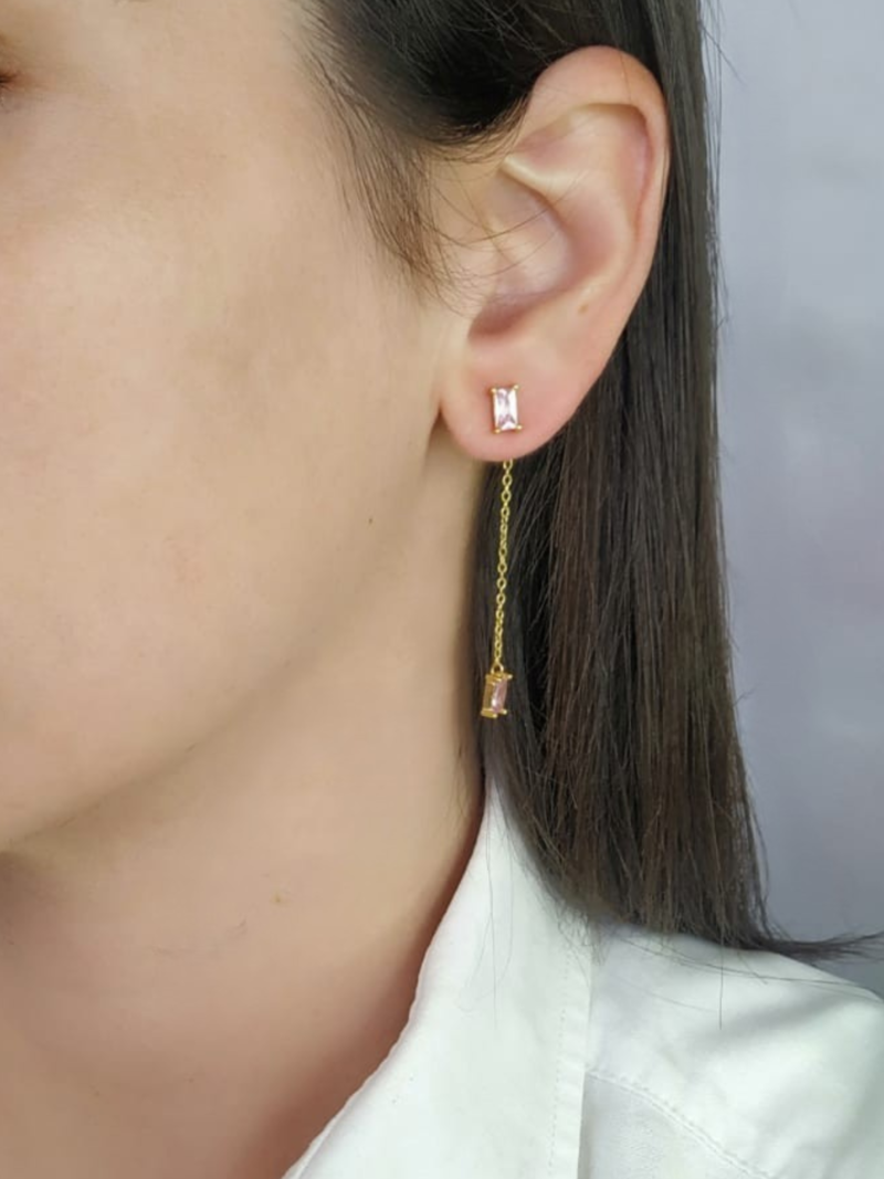 Pendientes Plata Piedras Rosa