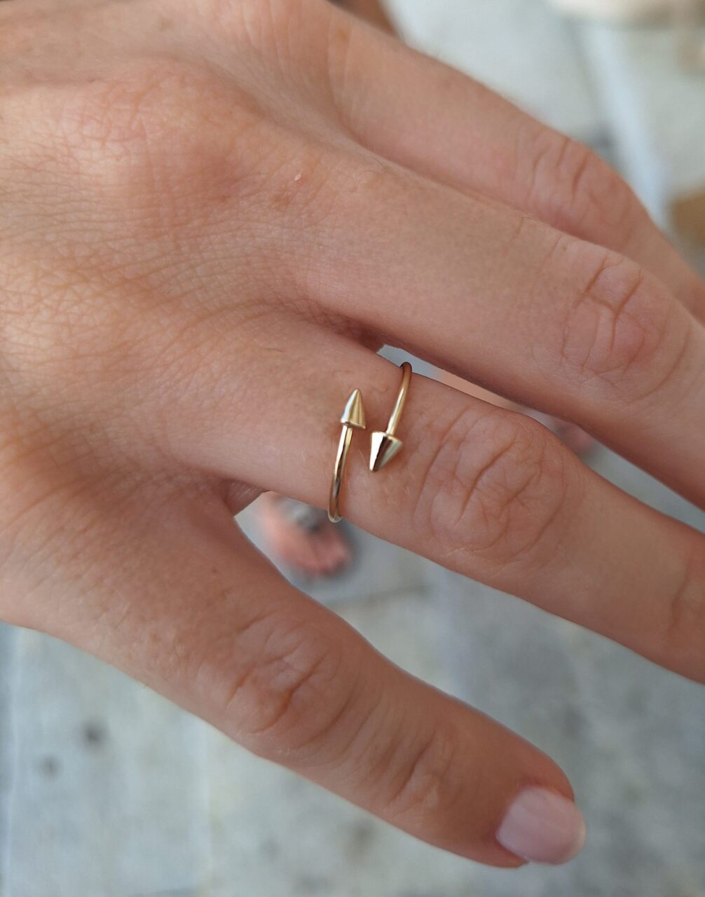 Anillo Flecha Plata Baño Oro