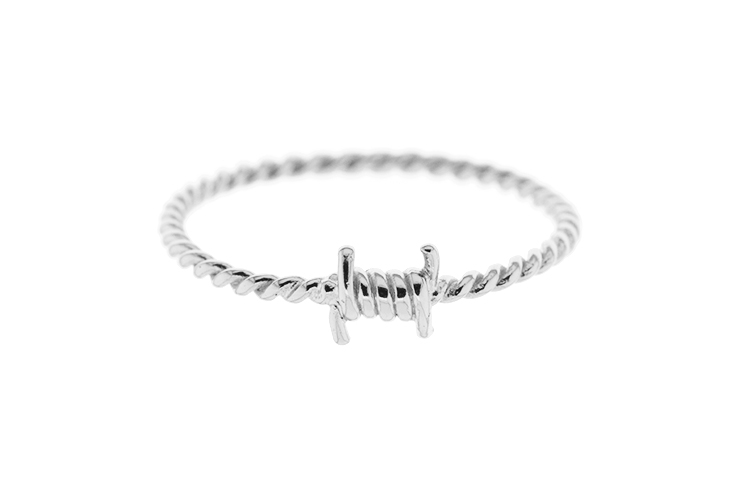 Anillo Plata Baño Oro Alambre Espino