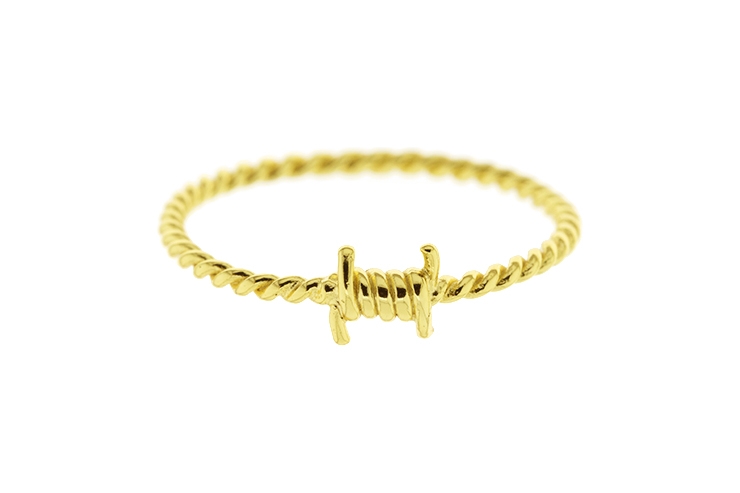 Anillo Plata Baño Oro Alambre Espino