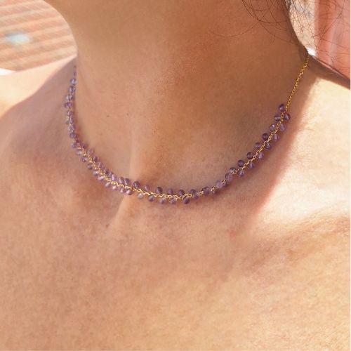 Collar Plata Piedra Natural Color Amatista-