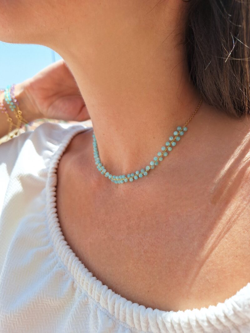 Collar Plata Piedra Natural Color Amazonita