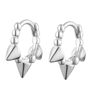 Pendientes Aro Mini Tres Puntas Plata