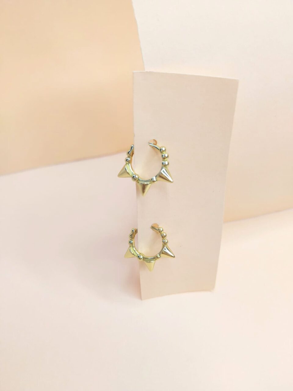 pendientes aros tres puntas plata baño oro
