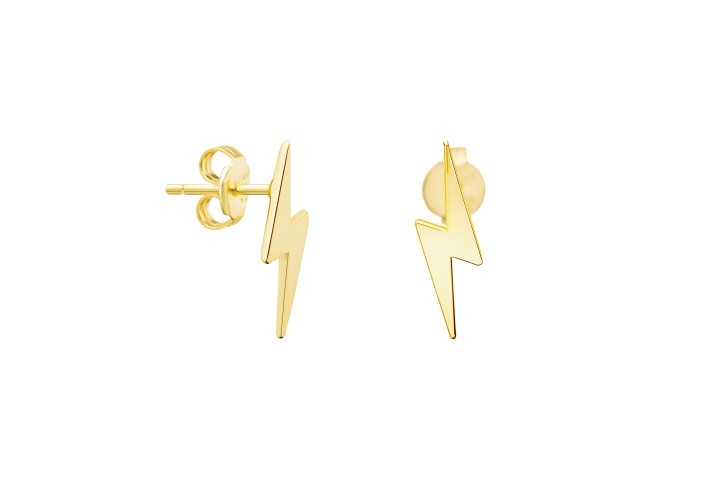 Pendientes Botón Rayo Plata Baño Oro