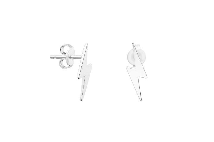 Pendientes Botón Rayo Plata