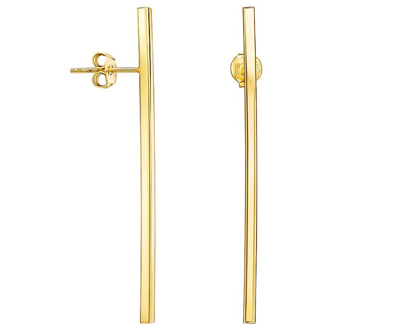 Pendientes Plata Baño Oro Barra