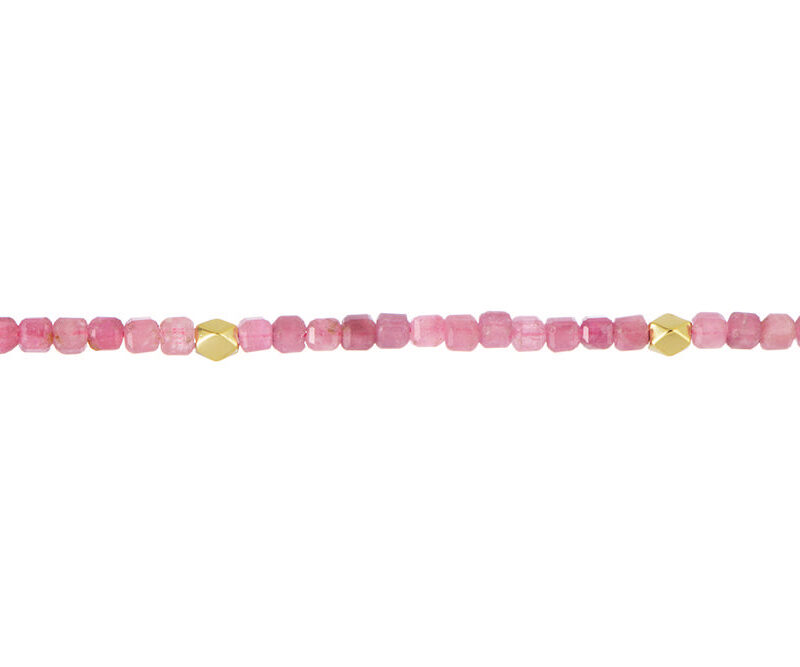 Pulsera Plata Piedra Natural Color Turmalina Rosa cuadrada