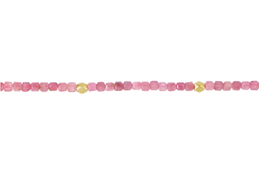 Pulsera Plata Piedra Natural Color Turmalina Rosa cuadrada