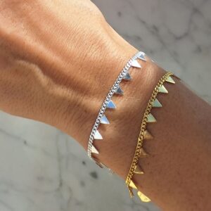 Pulsera Triángulos Plata Baño Oro