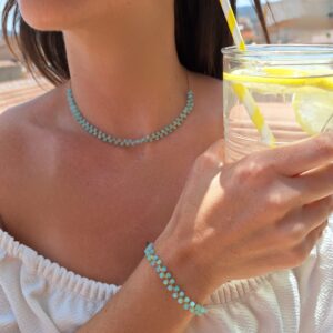 Pulsera Plata Piedra Natural Color Amazonita