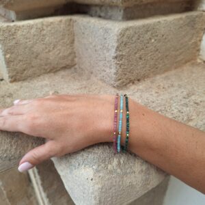 Pulsera Selene Plata Piedra Natural Malaquita