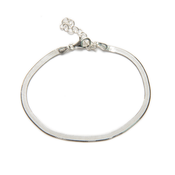 Pulsera Cordón Plano Plata
