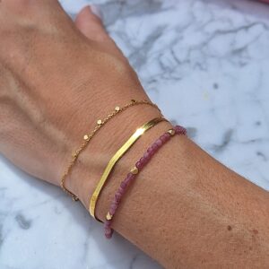 Pulsera Selene Plata Piedra Natural Turmalina Rosa