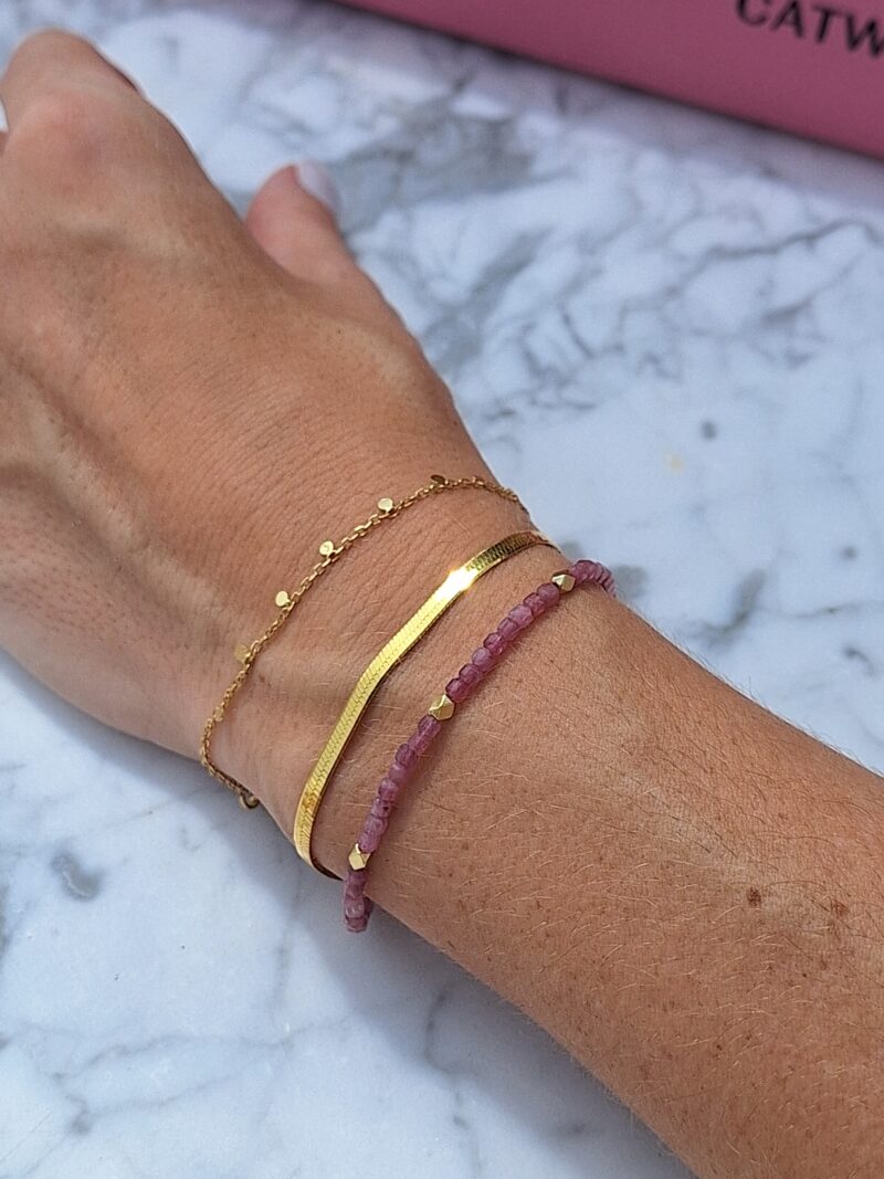 Pulsera Cordón Plano Plata Baño Oro