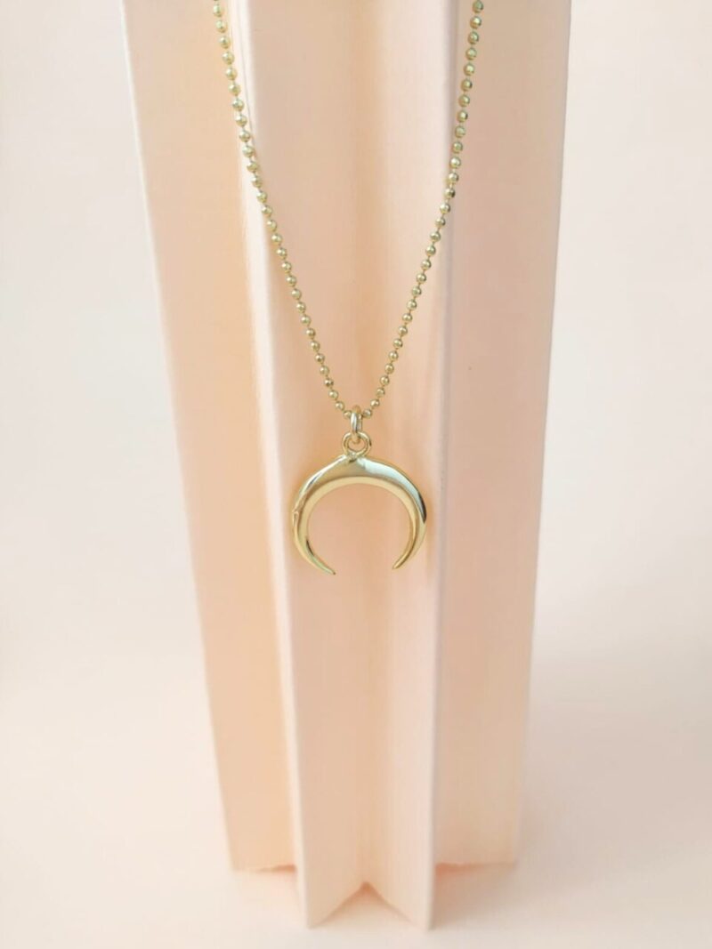 Collar Plata Baño Oro Luna Invertida
