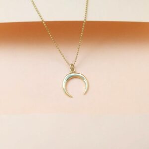 Collar Plata Baño Oro Luna Invertida