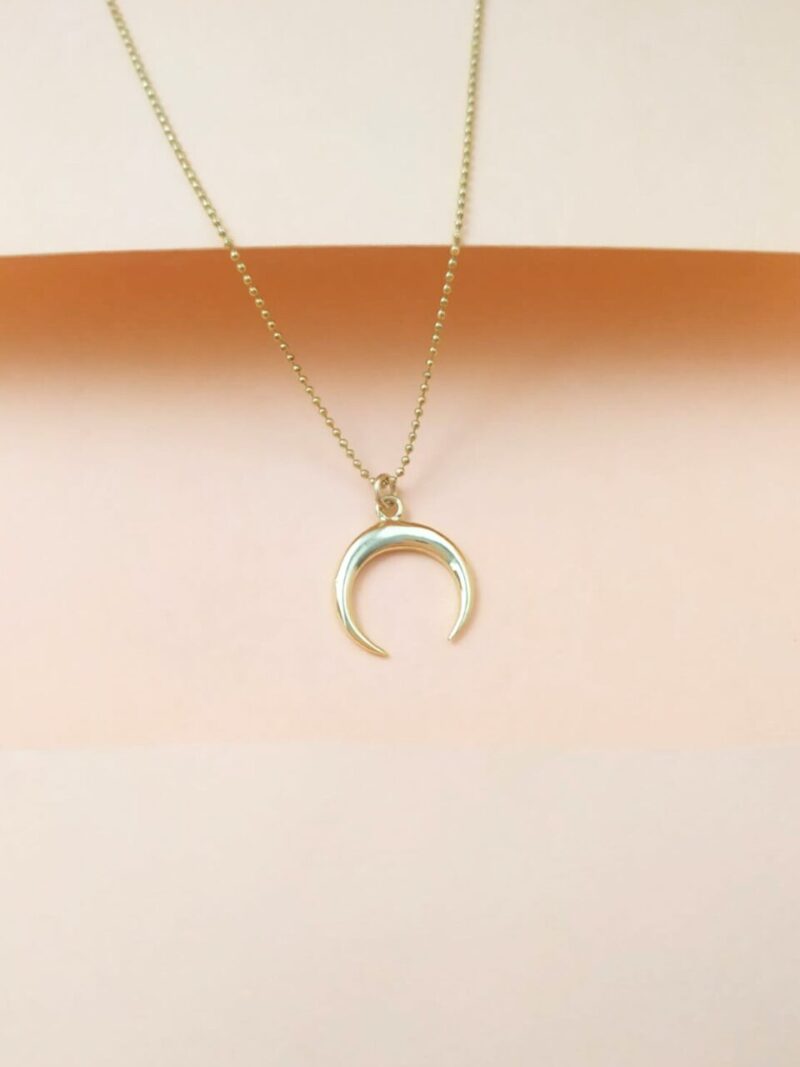 Collar Plata Baño Oro Luna Invertida
