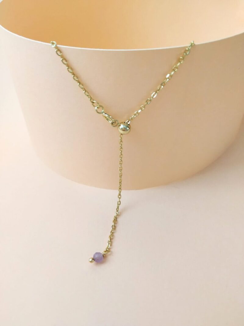 Collar Plata Piedra Natural Color Amatista..-
