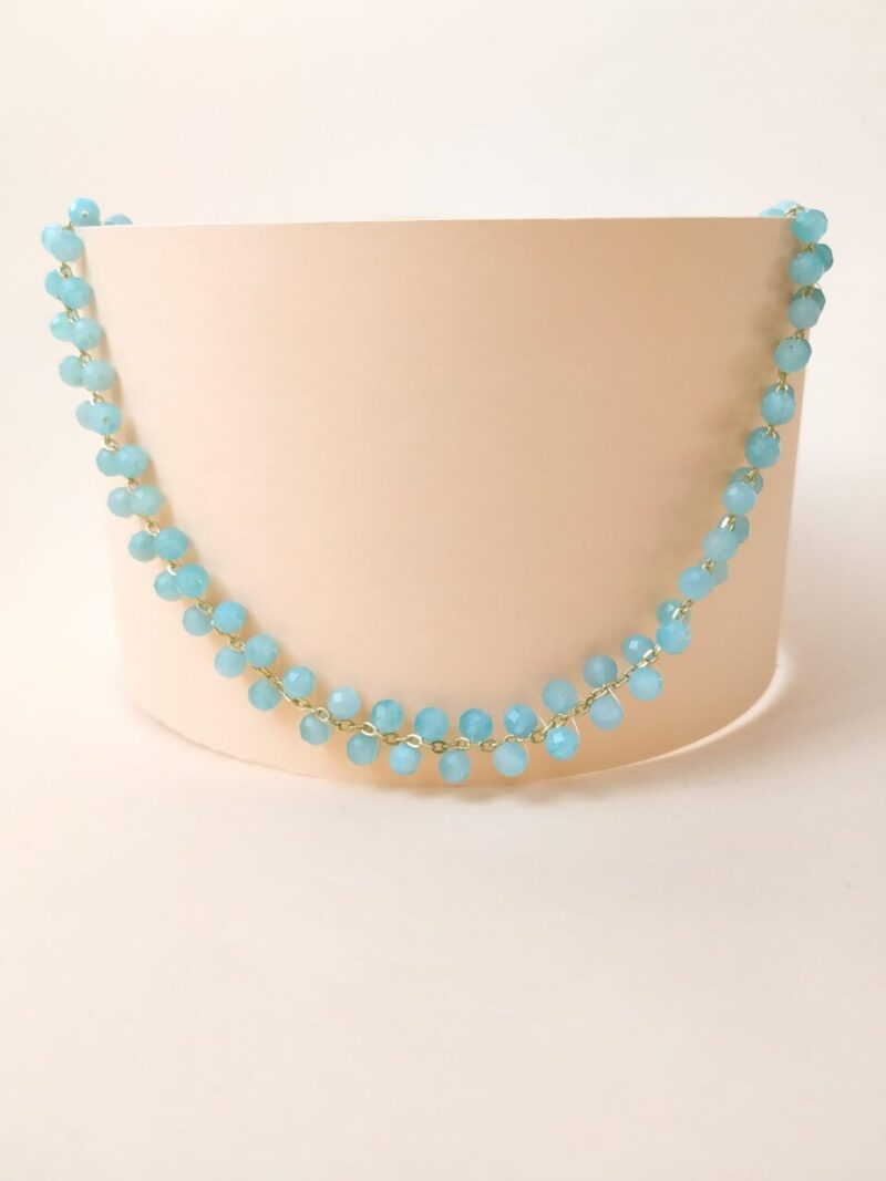 Collar Plata Piedra Natural Color Amazonita-.