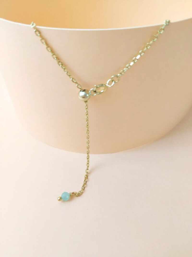 Collar Plata Piedra Natural Color Amazonita-.
