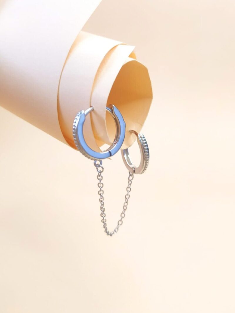 Pendiente Plata Aros Dos Perforaciones