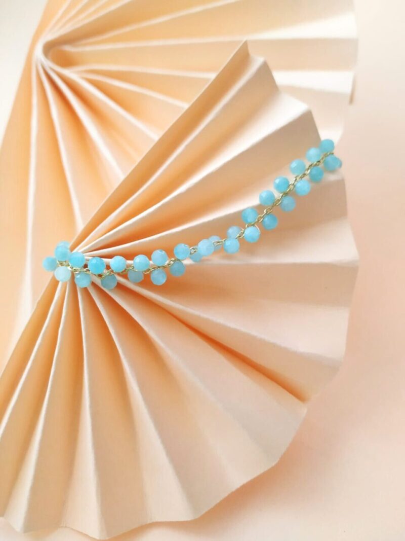 Pulsera Plata Piedra Natural Color Amazonita-.