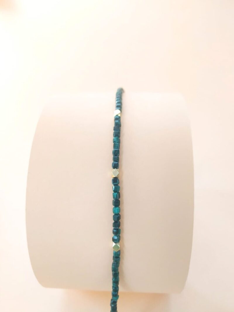 Pulsera Selene Plata Piedra Natural Malaquita..