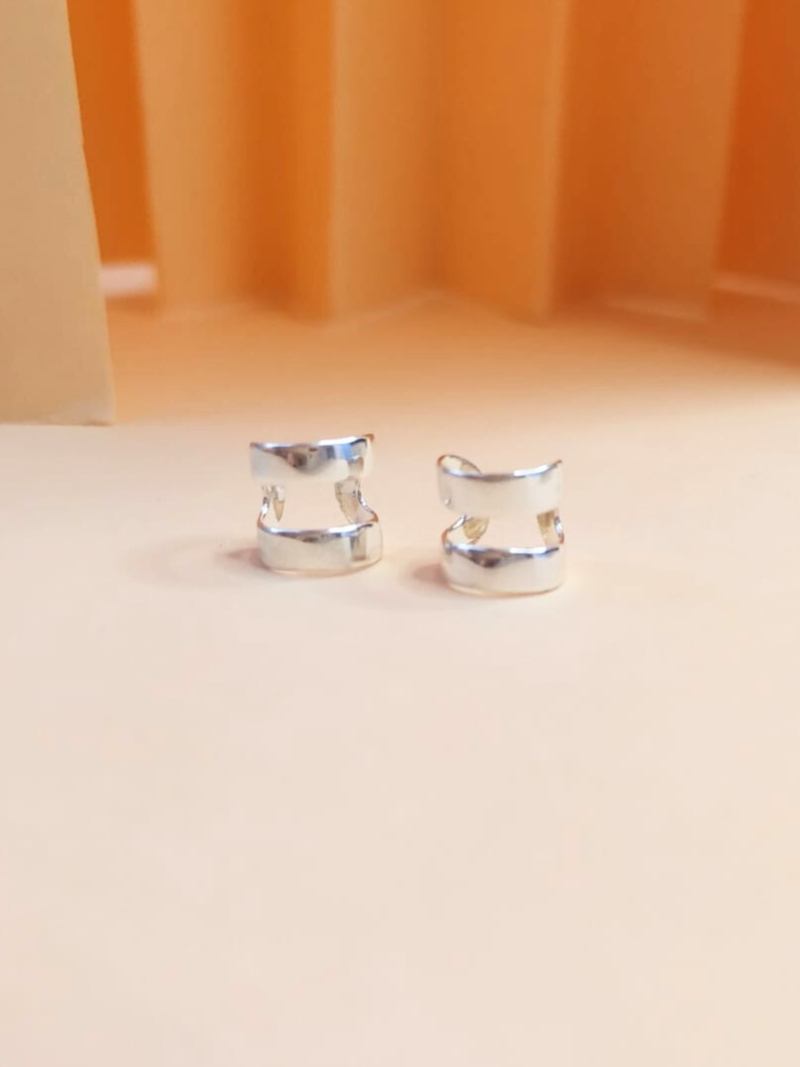 ear cuff plata doble