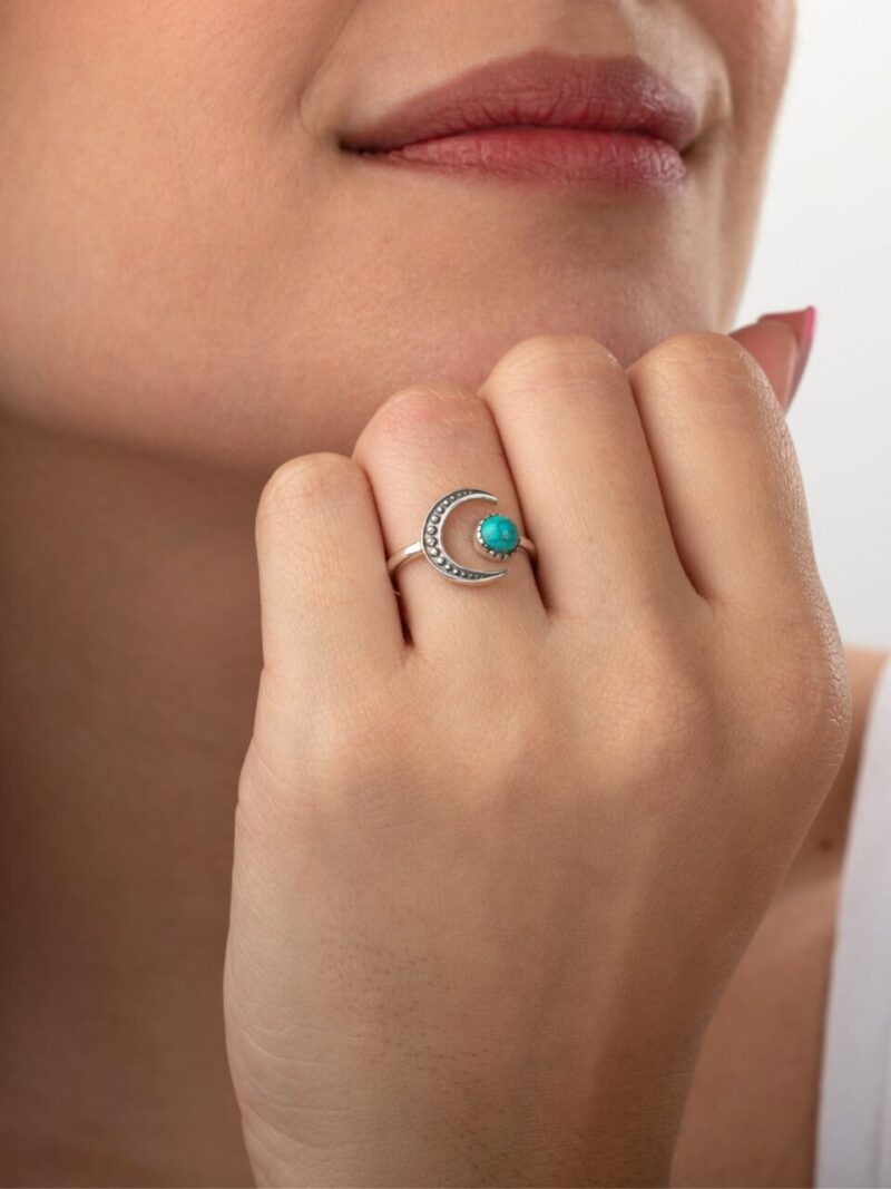 anillo luna y turquesa