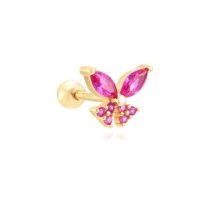 Pendiente Piercing Mariposa Rosa