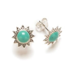 Pendientes Sol Turquesa Plata