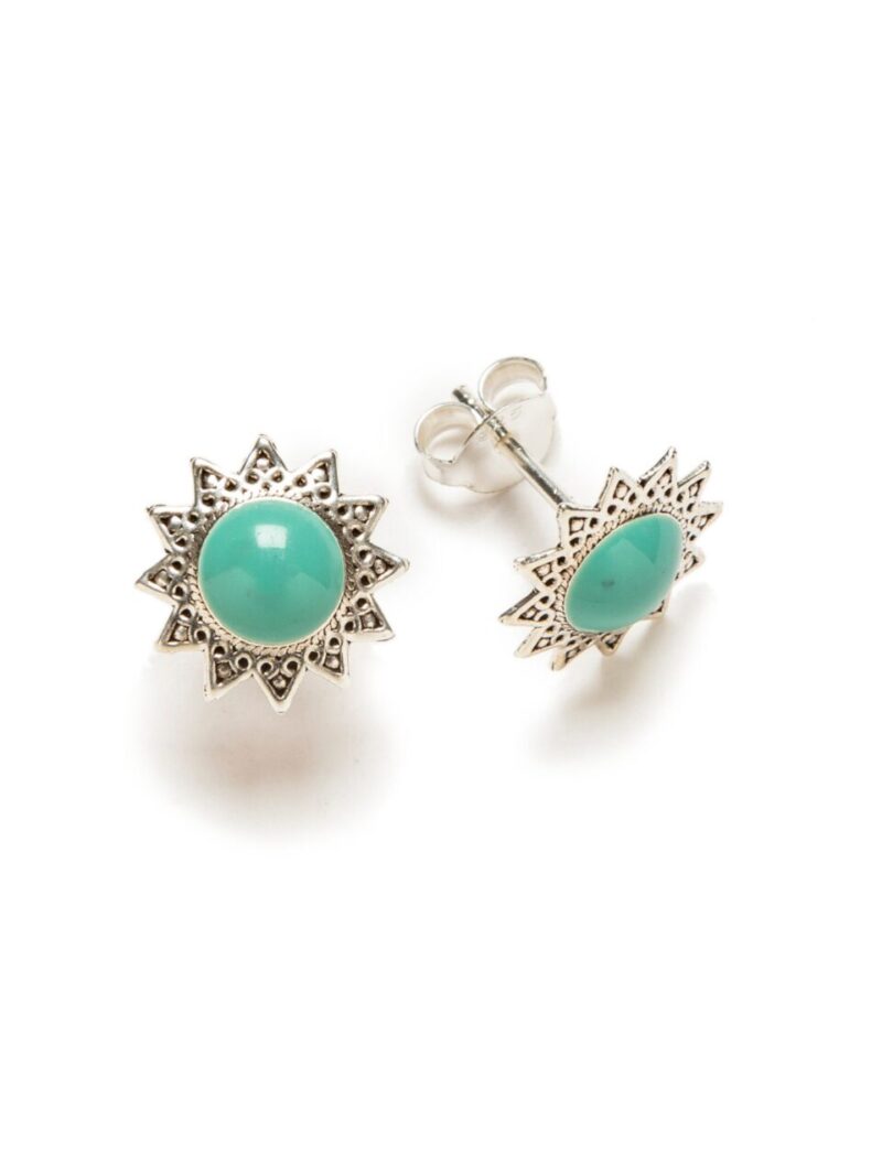 Pendientes Sol Turquesa Plata