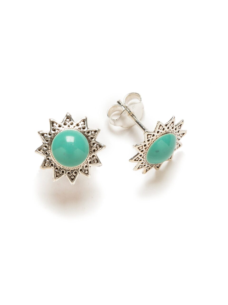 Pendientes Sol Turquesa Plata