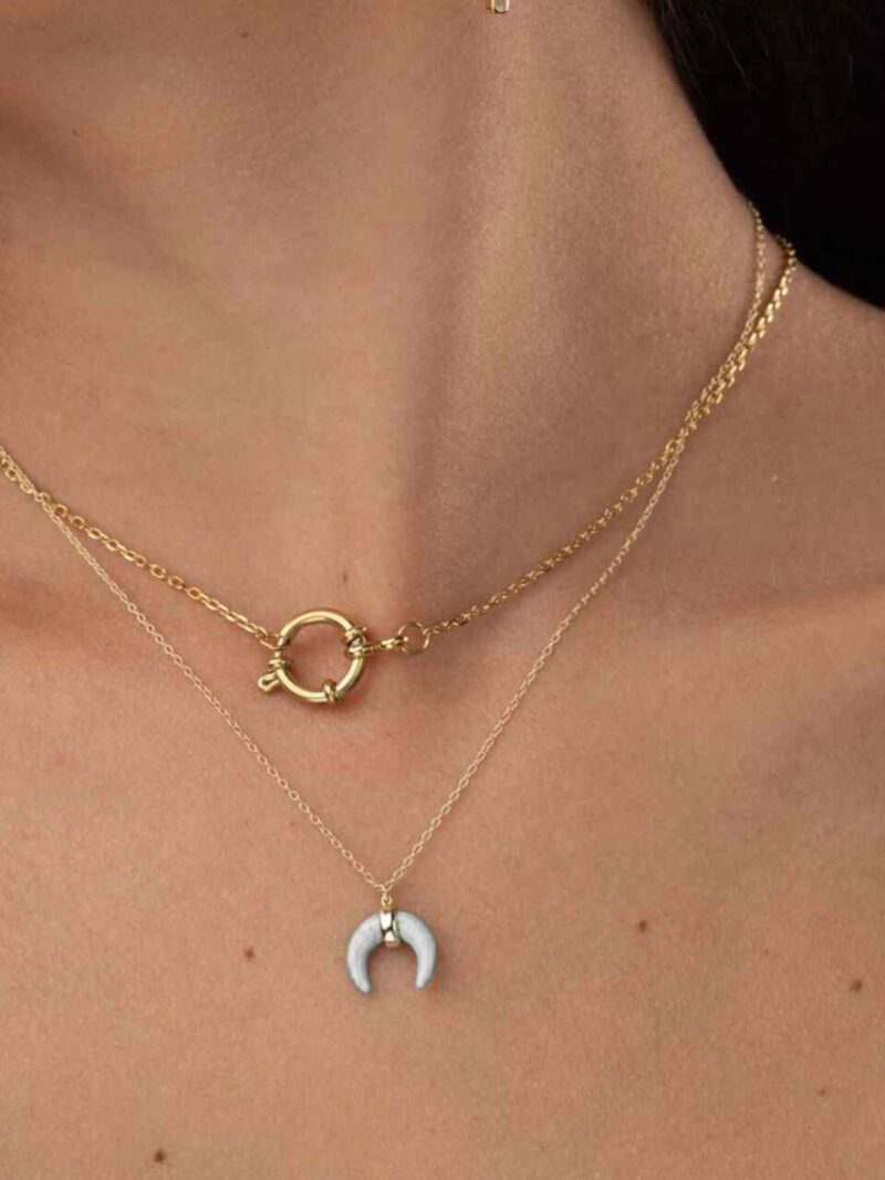 collar cuerno nácar plata