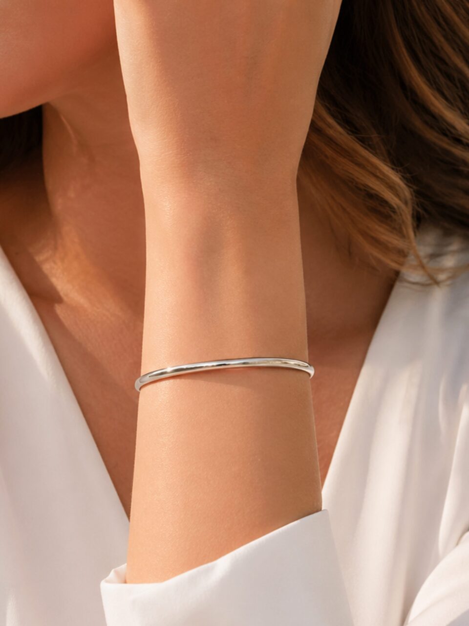 Pulsera Brazalete Plata Caña