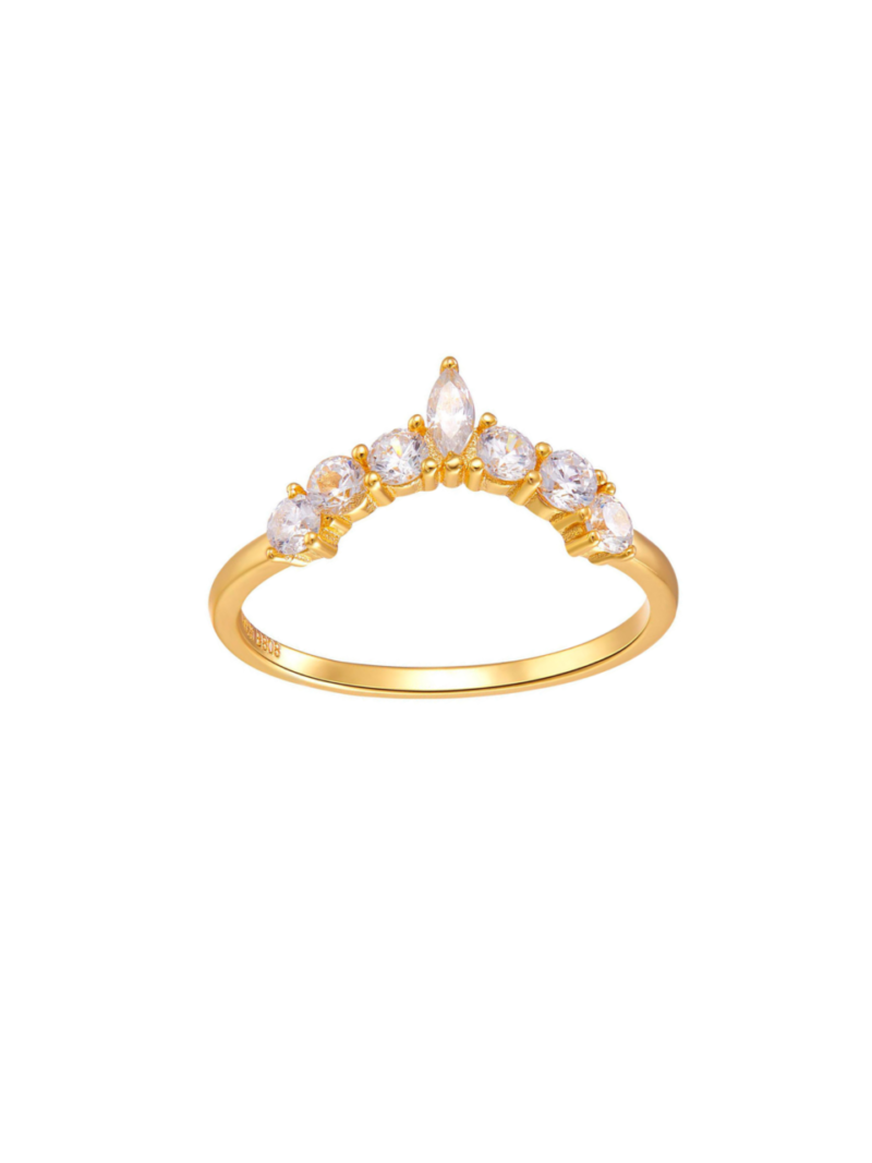 Anillo Corona Plata Dorado