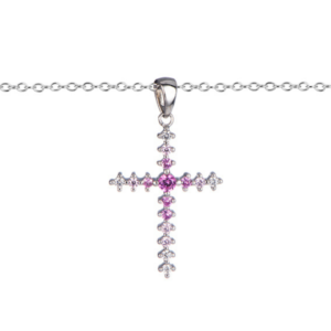 Collar Plata Cruz Rosa Amatista