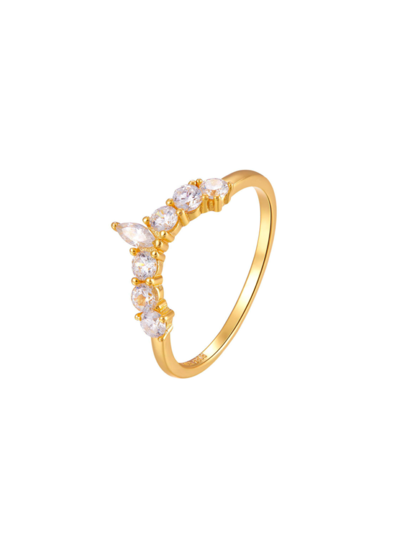 Anillo Corona Plata Dorado