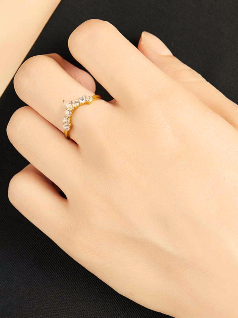 Anillo Corona Plata Dorado